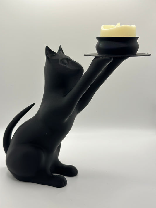 Black Cat Tea Light Holder – Halloween & Christmas Home Decor – Spooky Yet Festive Accent Piece