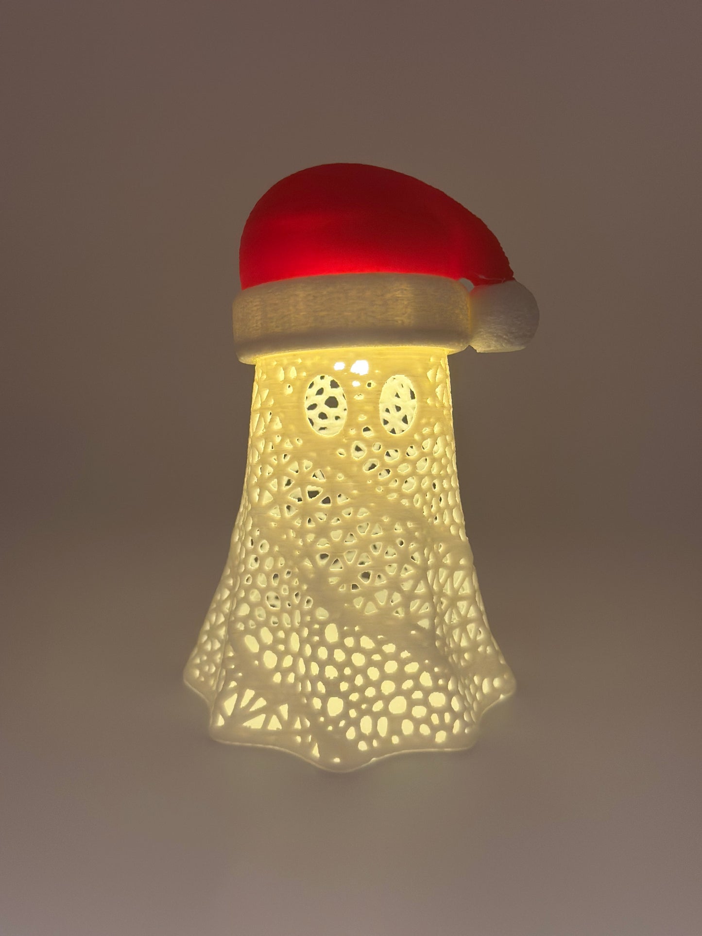 Personalized Christmas Ghost Ornament | Santa Hat with Built-In Tea Light | Unique Holiday Decor | Customizable Name Option