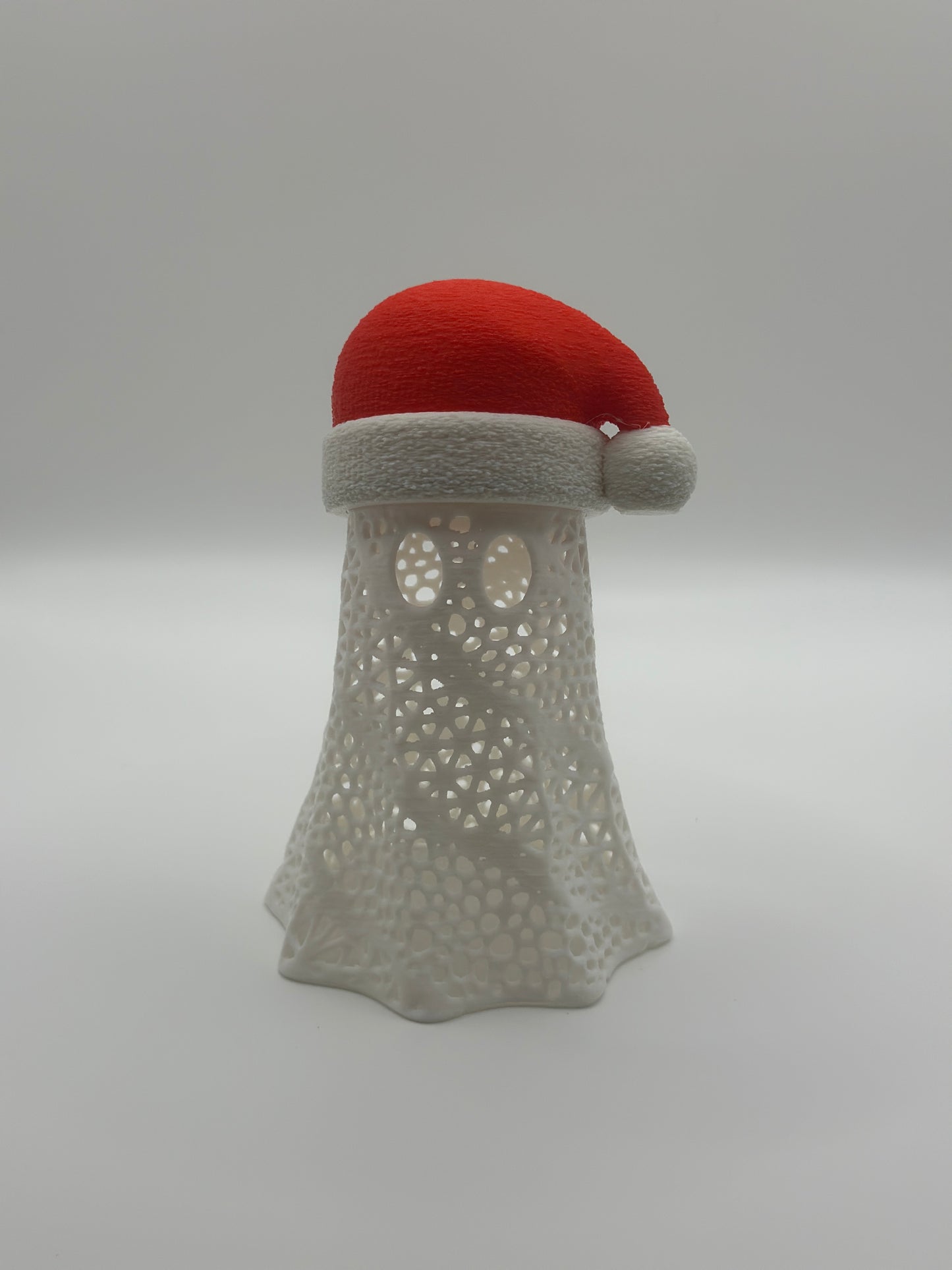 Personalized Christmas Ghost Ornament | Santa Hat with Built-In Tea Light | Unique Holiday Decor | Customizable Name Option