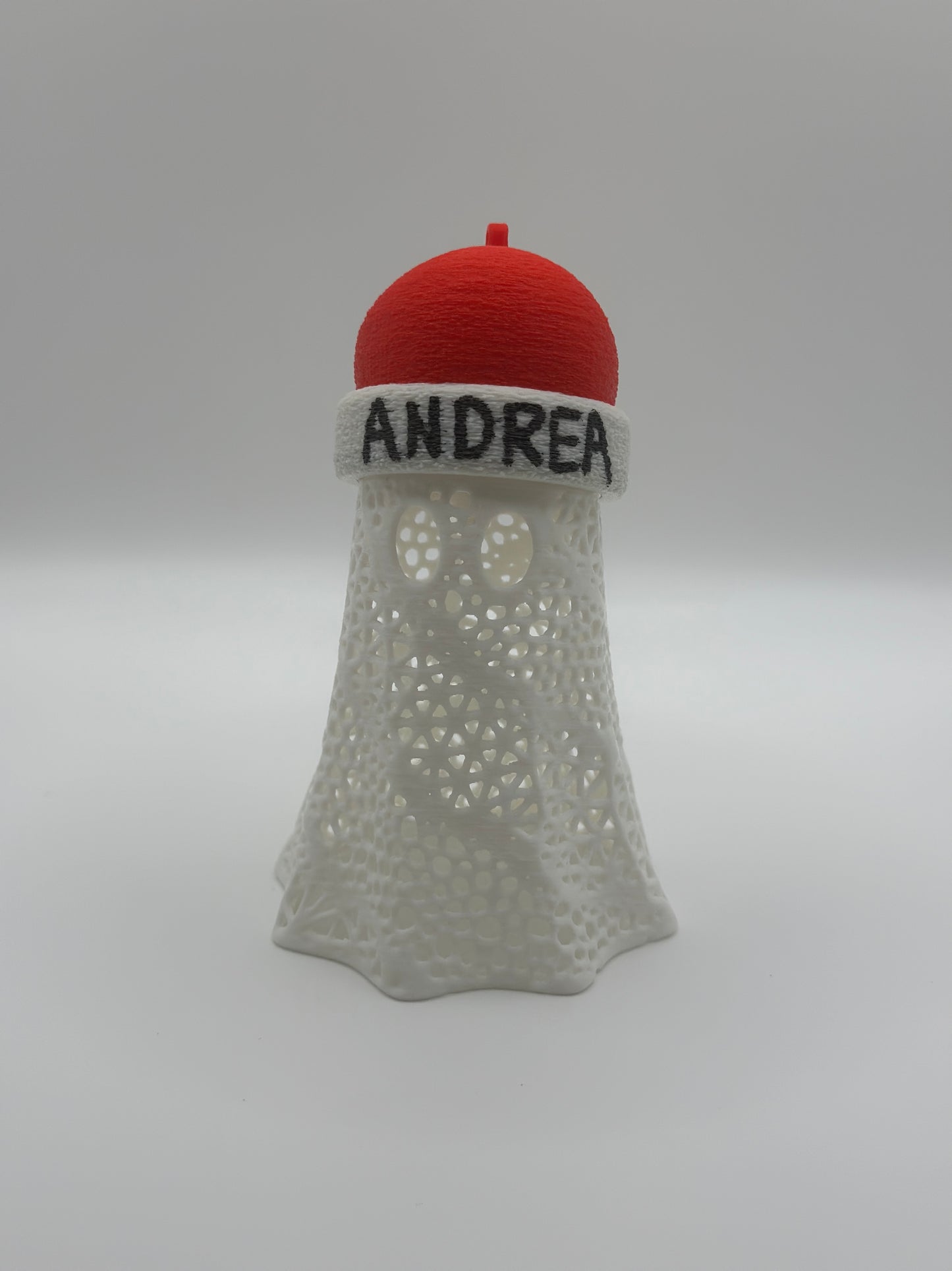 Personalized Christmas Ghost Ornament | Santa Hat with Built-In Tea Light | Unique Holiday Decor | Customizable Name Option