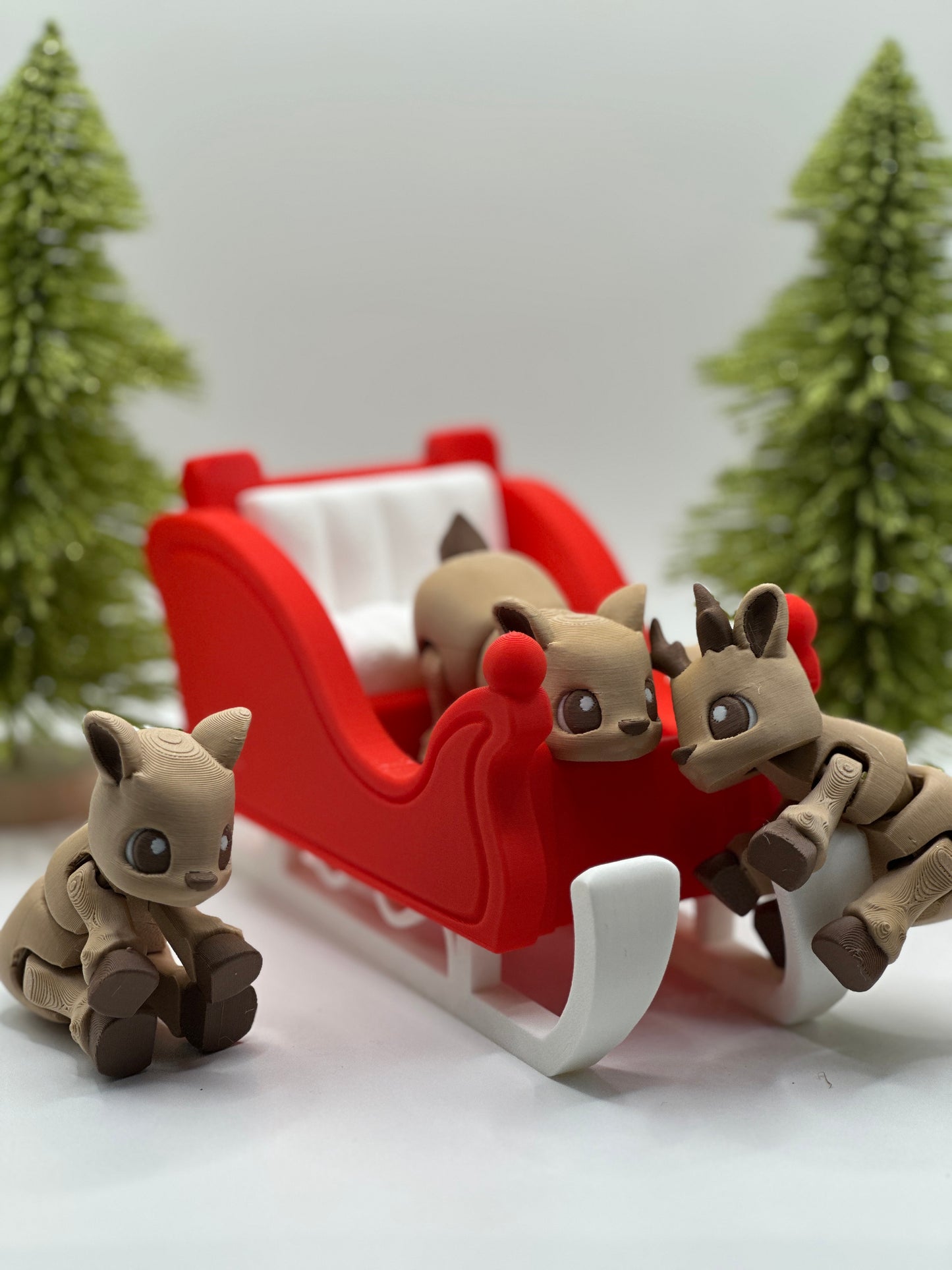 Flexi Reindeer 3-Pack with Sleigh - Articulated Christmas Decor Set