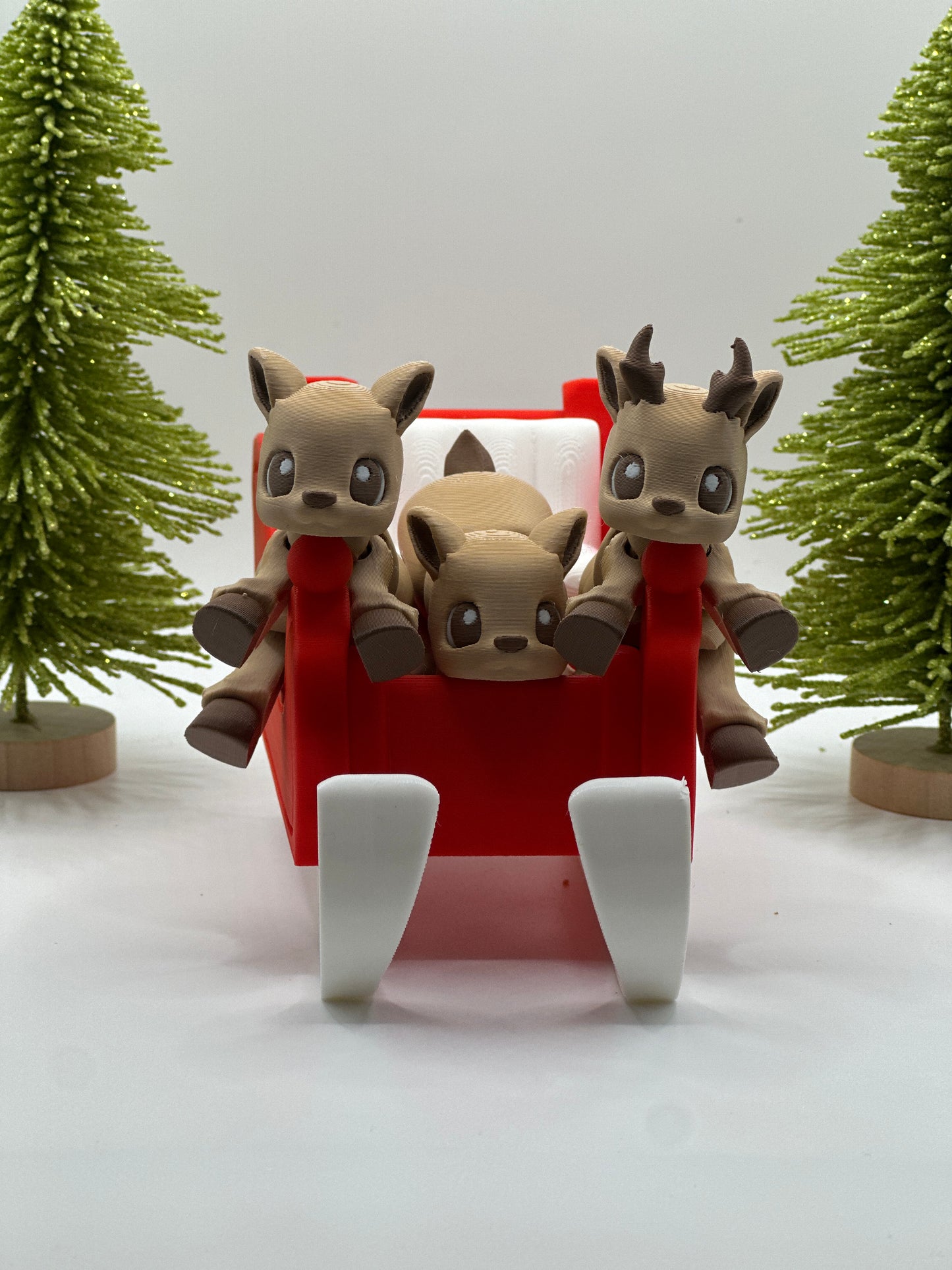 Flexi Reindeer 3-Pack with Sleigh - Articulated Christmas Decor Set